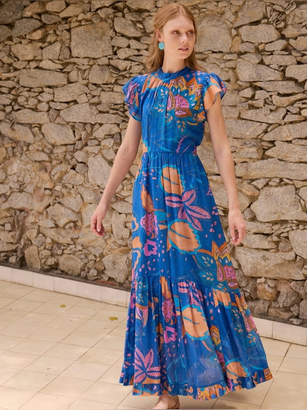 Oliphant MOCK NECK FLUTTER MAXI- ANTICO BLUE New SzXL - Picture 3 of 11